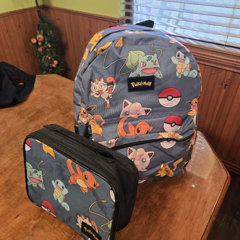 Pokemon Kids Backpack and Lunchbox Set - Blue